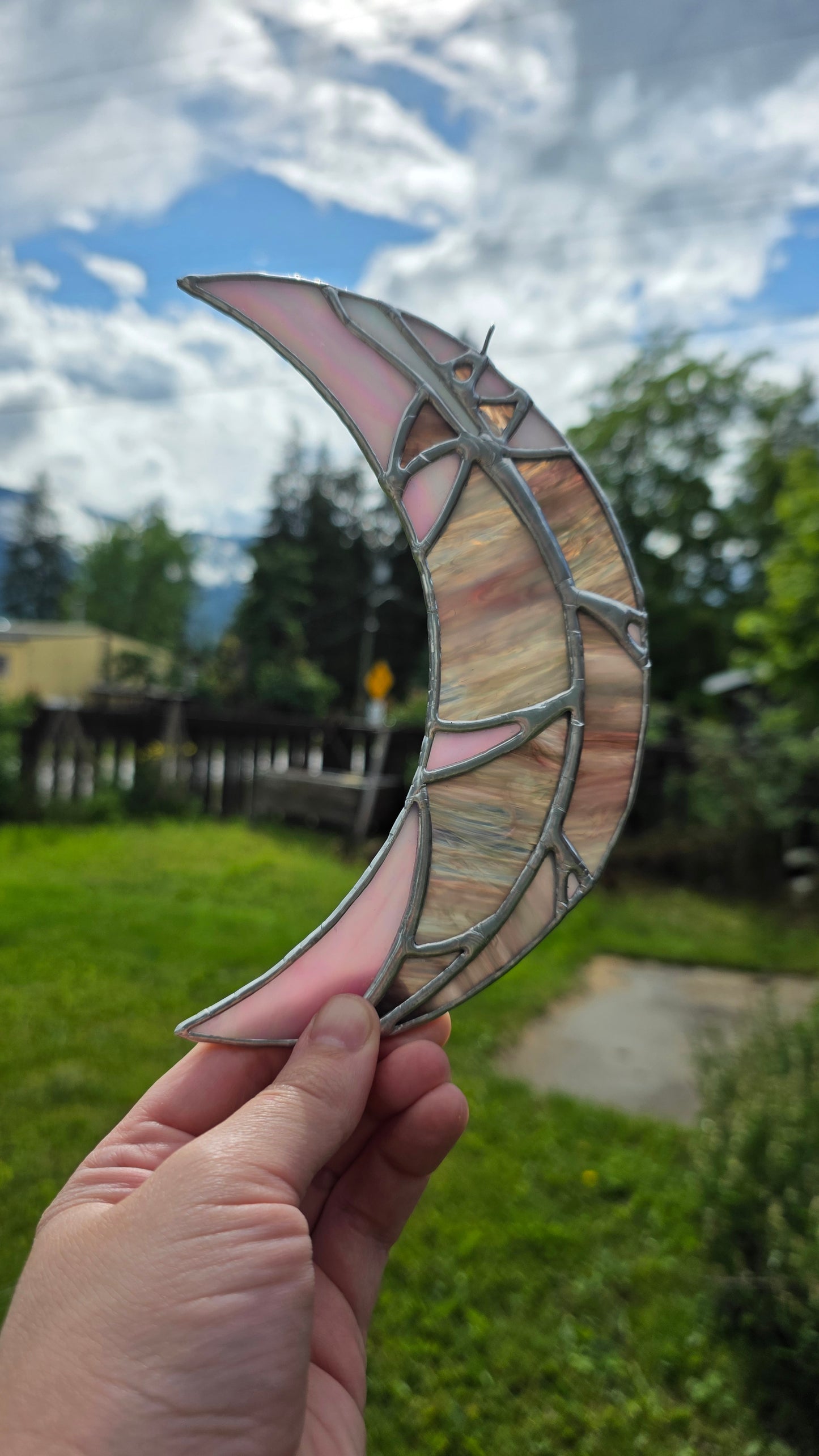Feather Moon Stained Glass Suncatcher