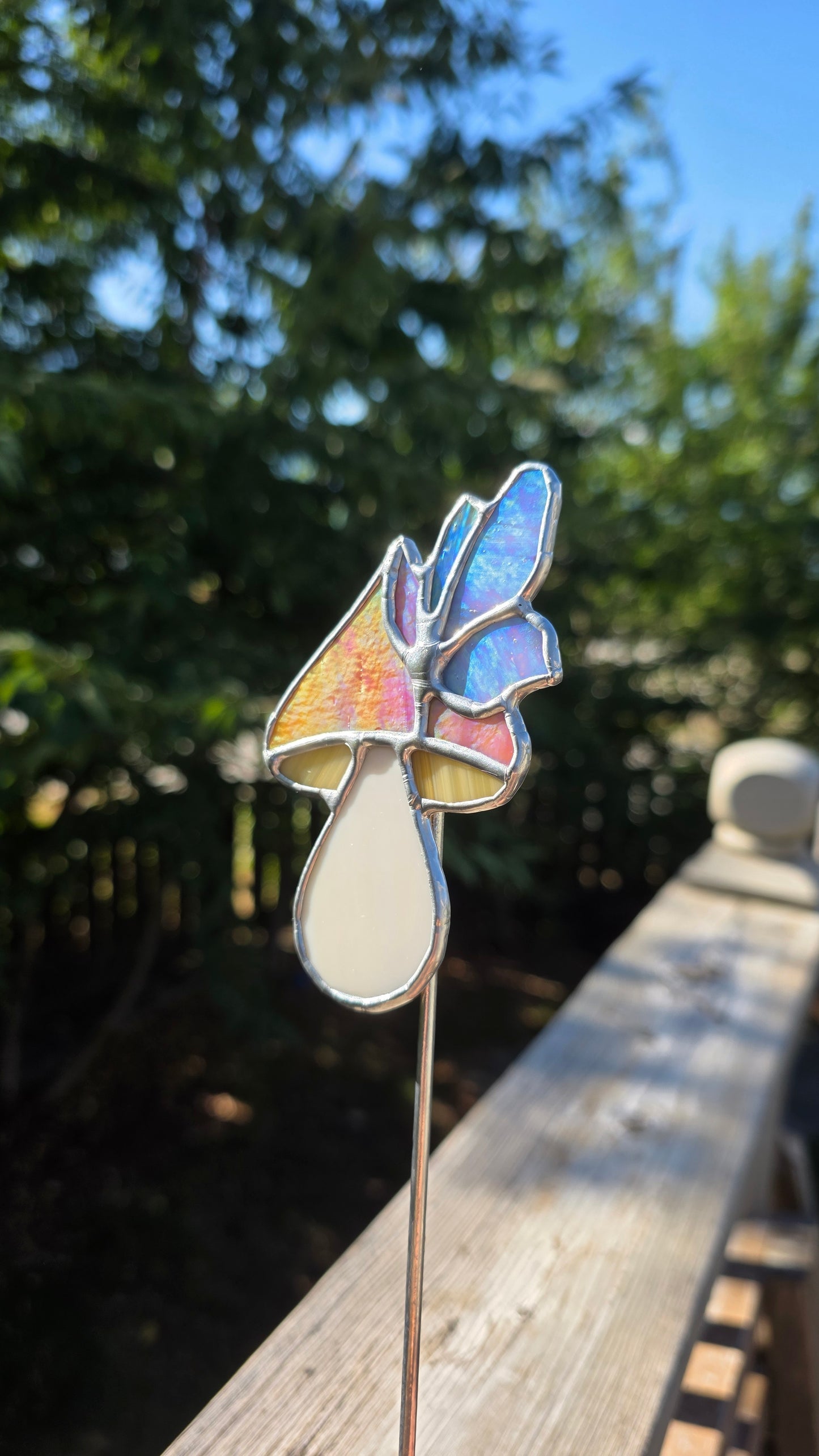 Mushroom Butterfly Plant Stake