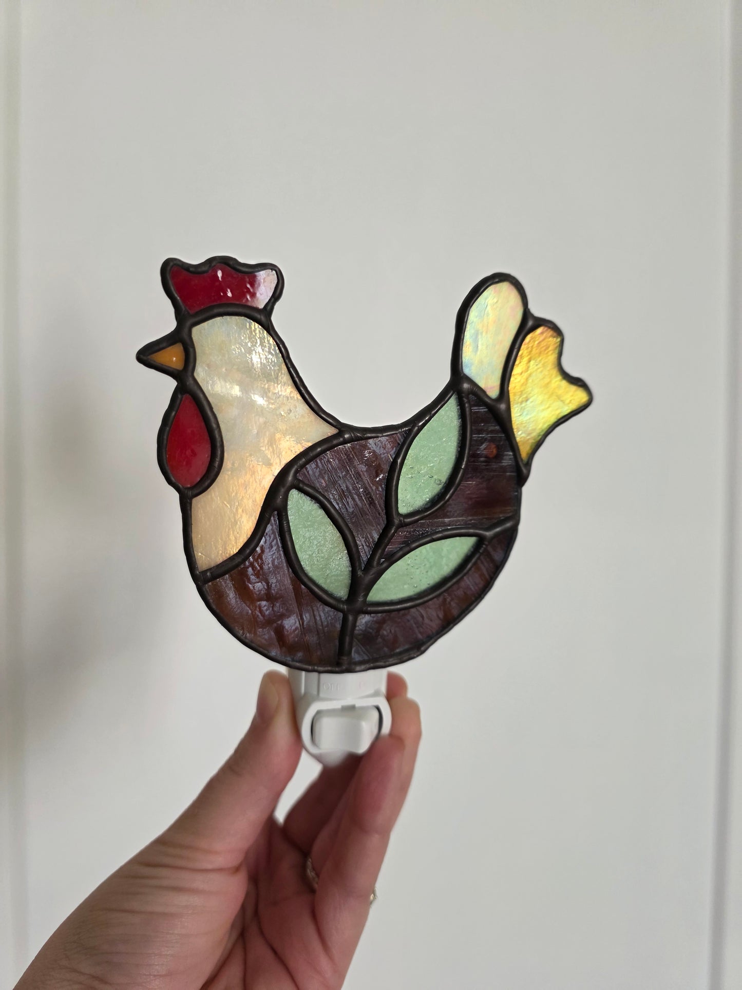Folk Chicken Stained Glass Nightlight