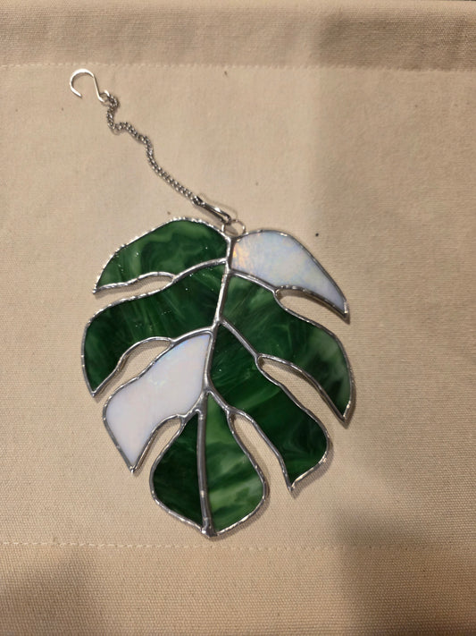 Monsterra Leaf Stained Glass Suncatcher