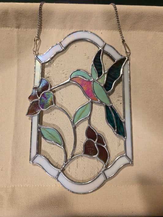 Hummingbird Stained Glass Panel