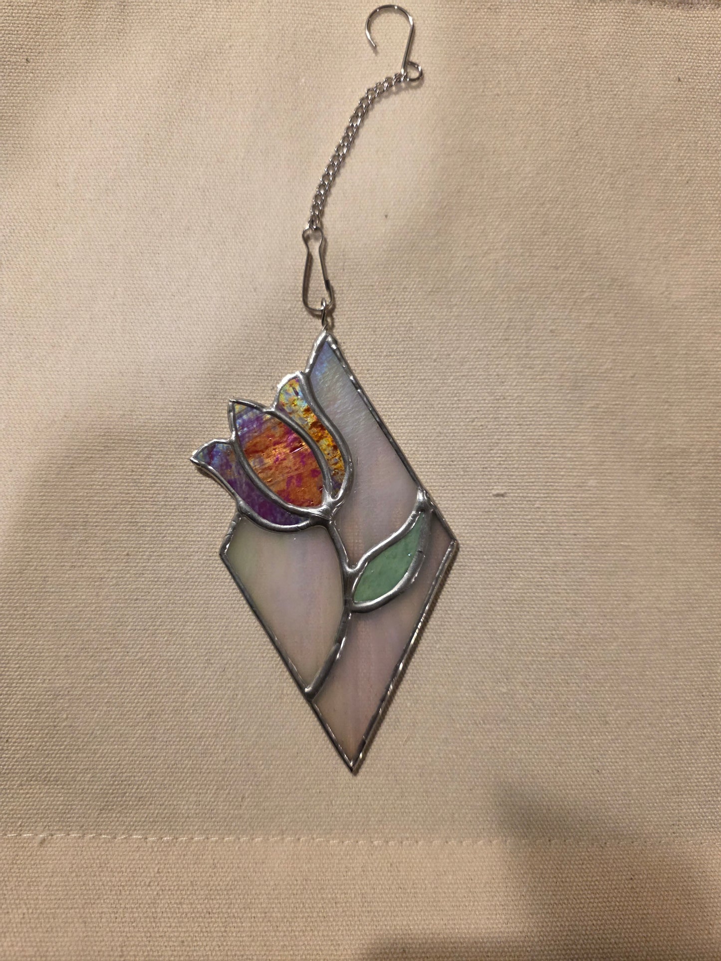 4" Tulip Diamond Stained Glass Ornament