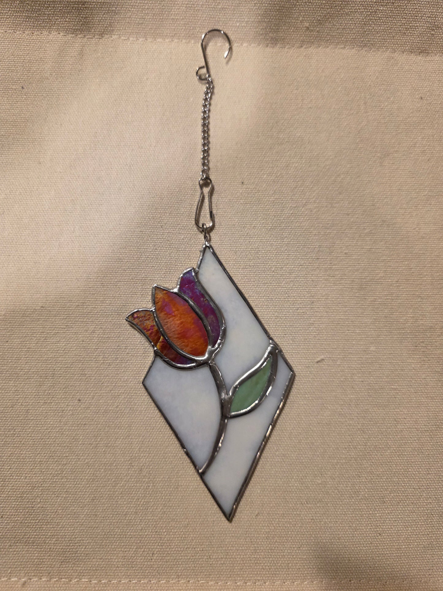 4" Tulip Diamond Stained Glass Ornament