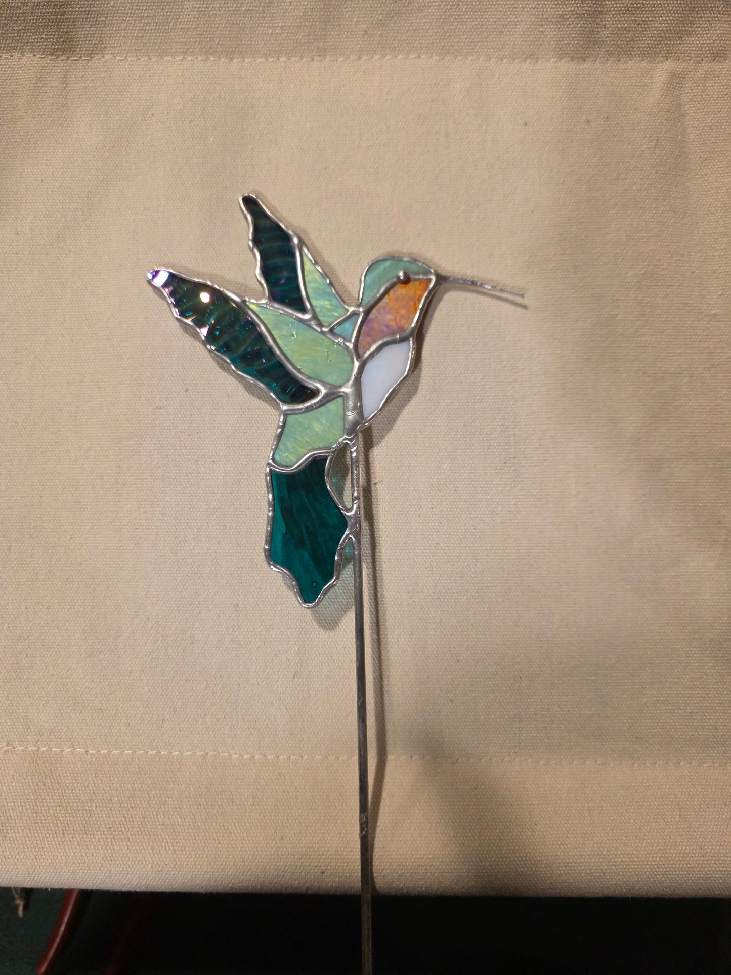 Hummingbird Stained Glass Plant Stake