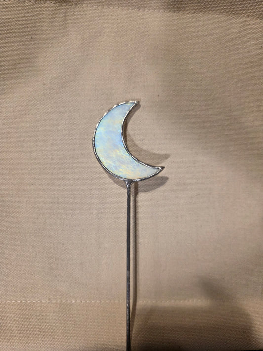 Crescent Moon Stained Glass Plant Stake