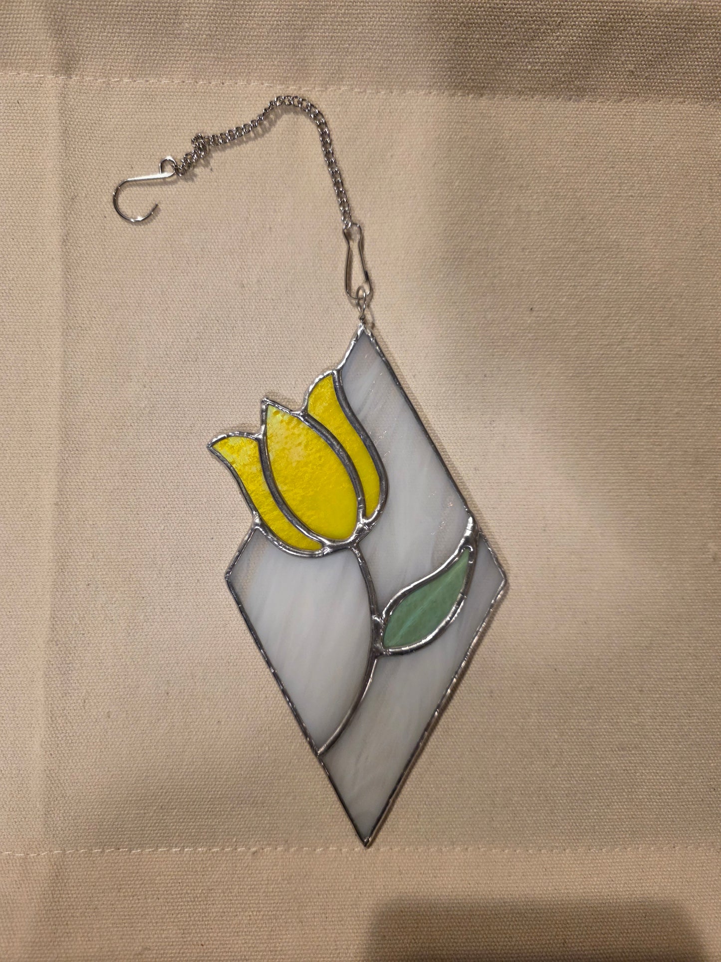 6" Tulip Diamond Stained Glass Suncatcher