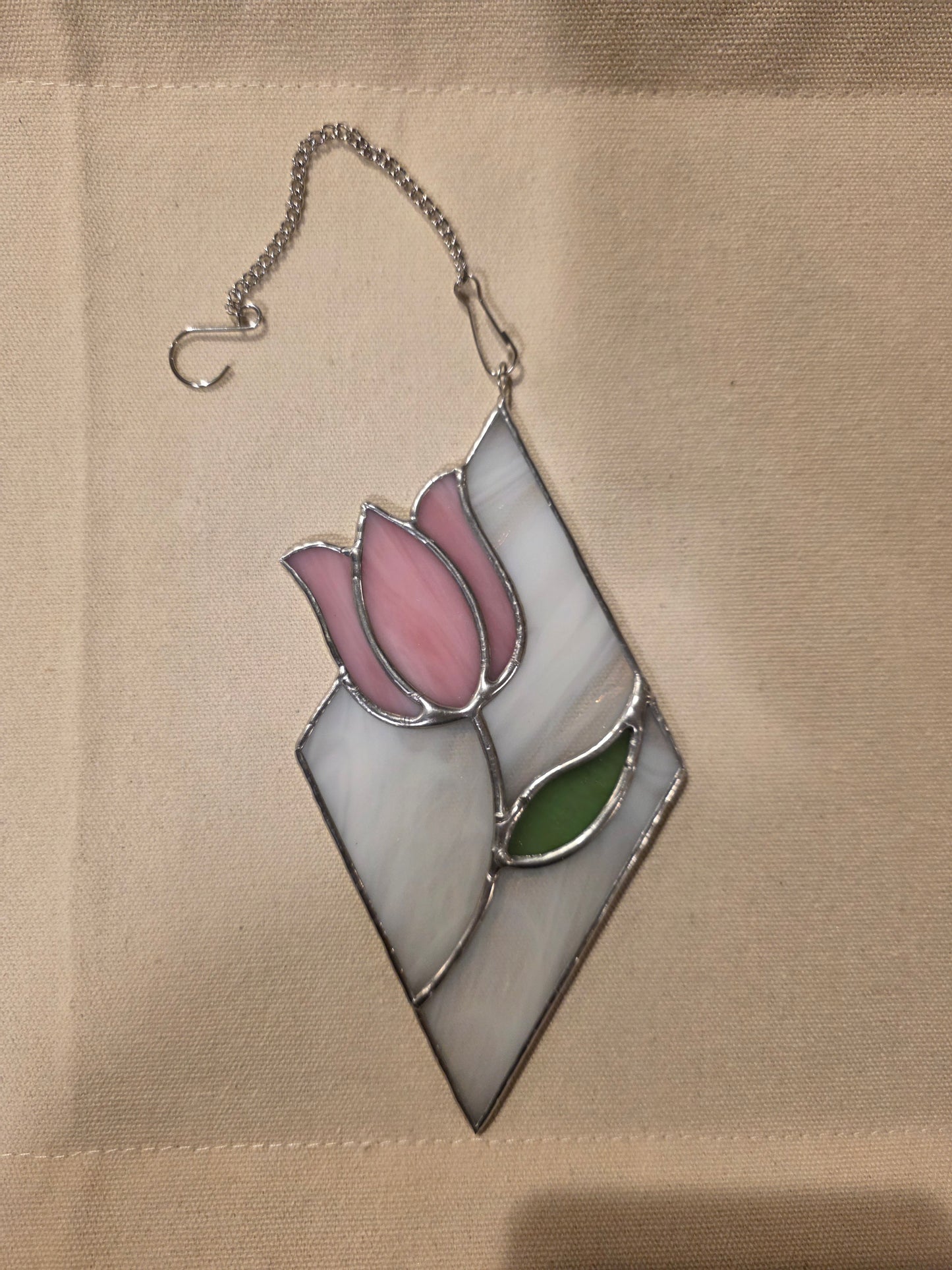 6" Tulip Diamond Stained Glass Suncatcher