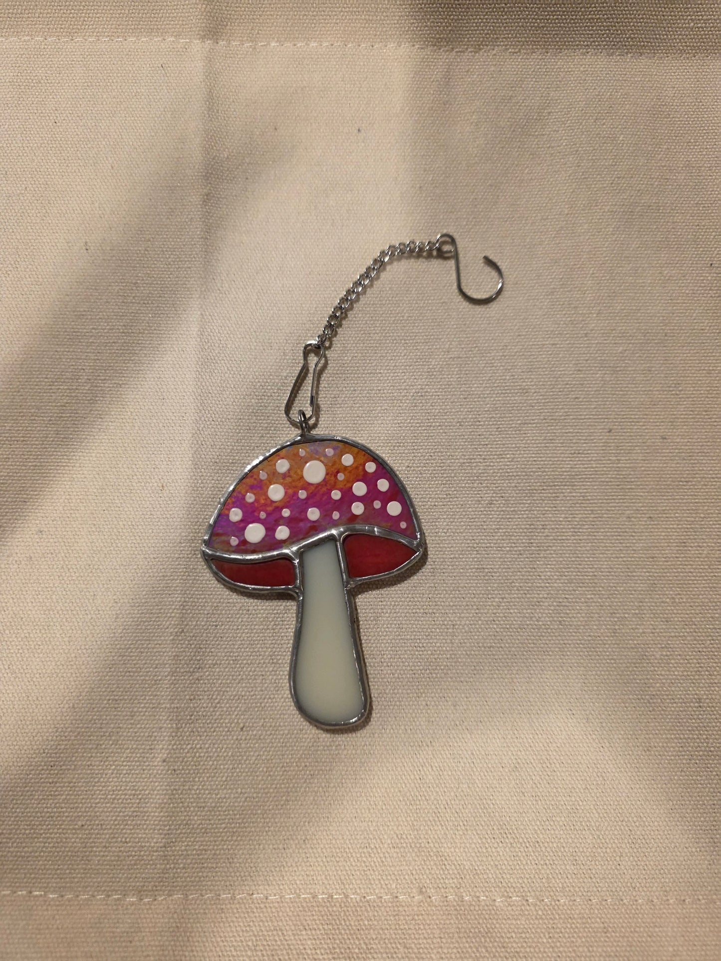 Mushroom Stained Glass Ornament