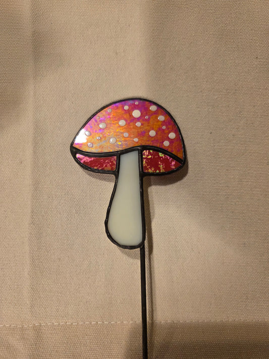 Mushroom Stained Glass Plant Stake