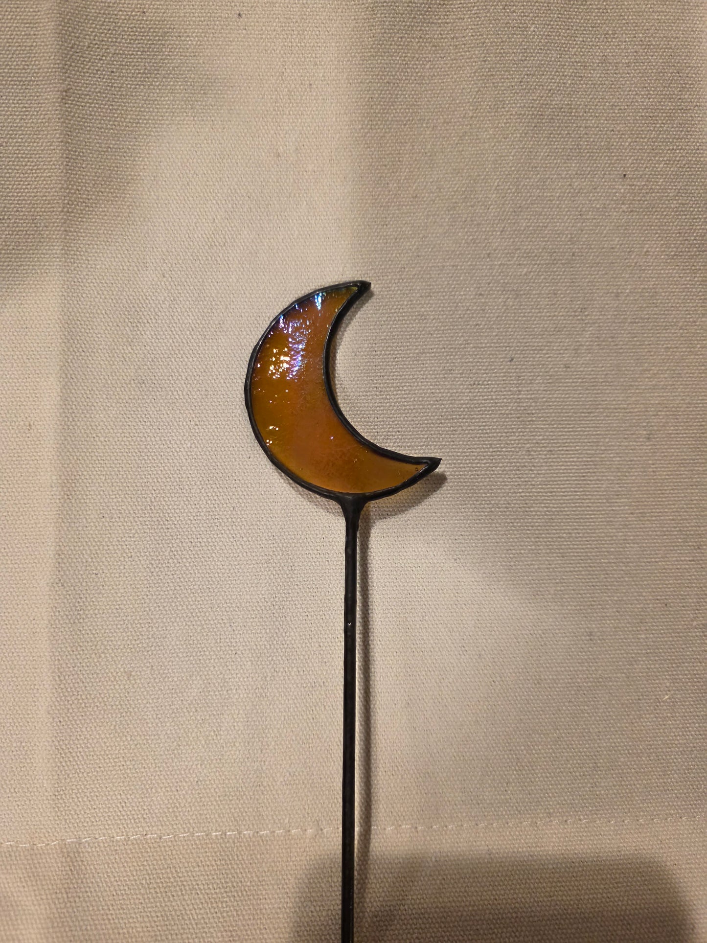 Crescent Moon Stained Glass Plant Stake