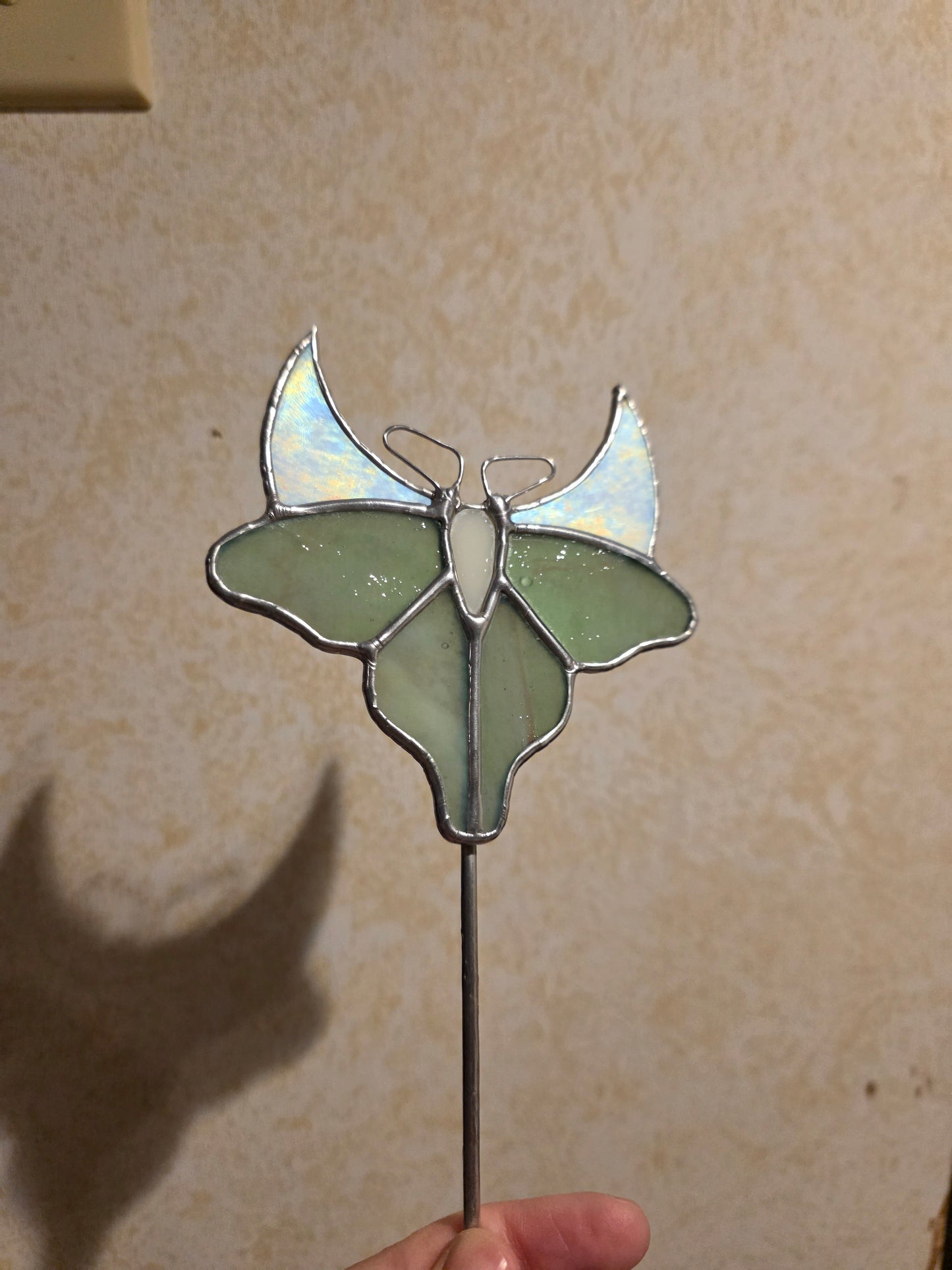 Luna Moth Stained Glass Plant Stake