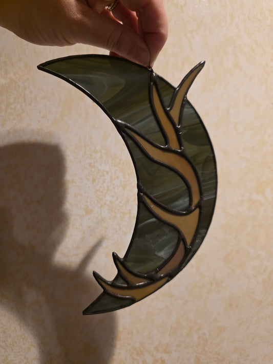 Antler Moon Stained Glass Suncatcher