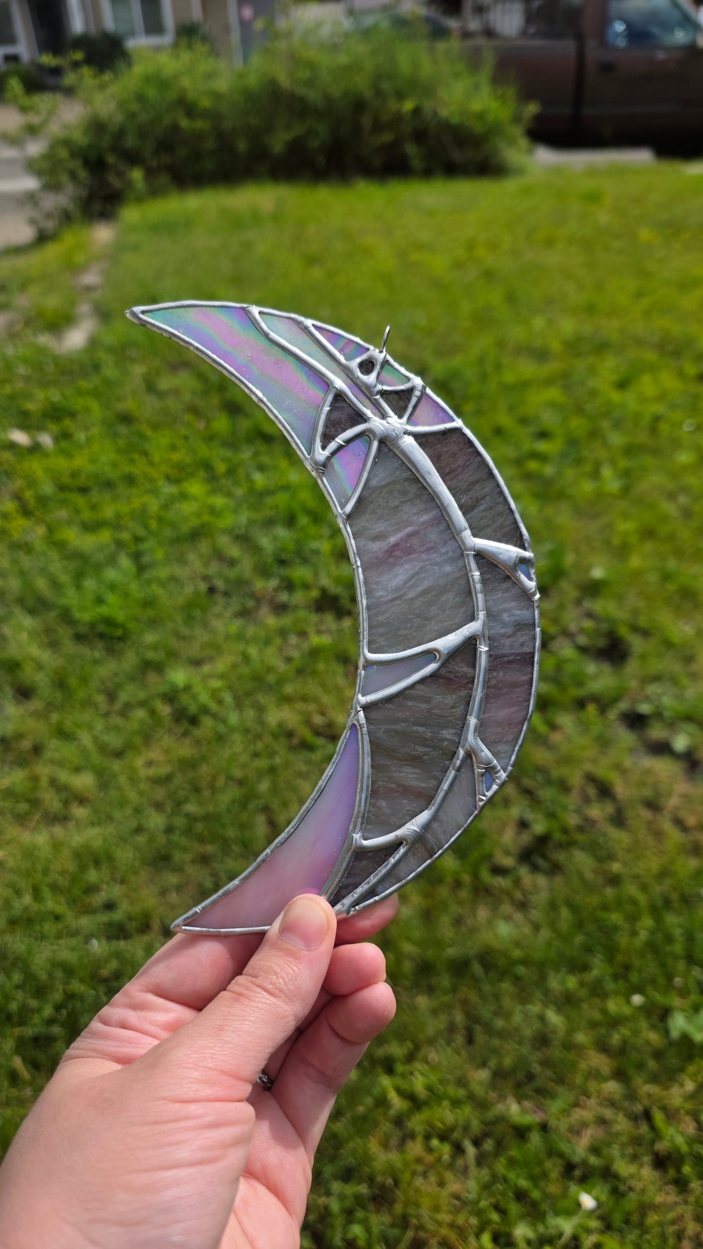 Feather Moon Stained Glass Suncatcher