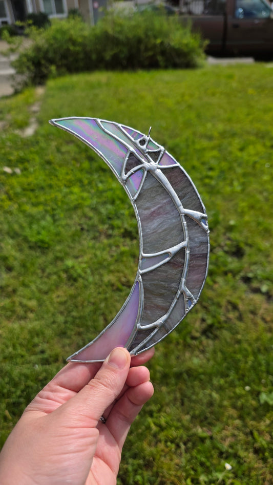 Feather Moon Stained Glass Suncatcher
